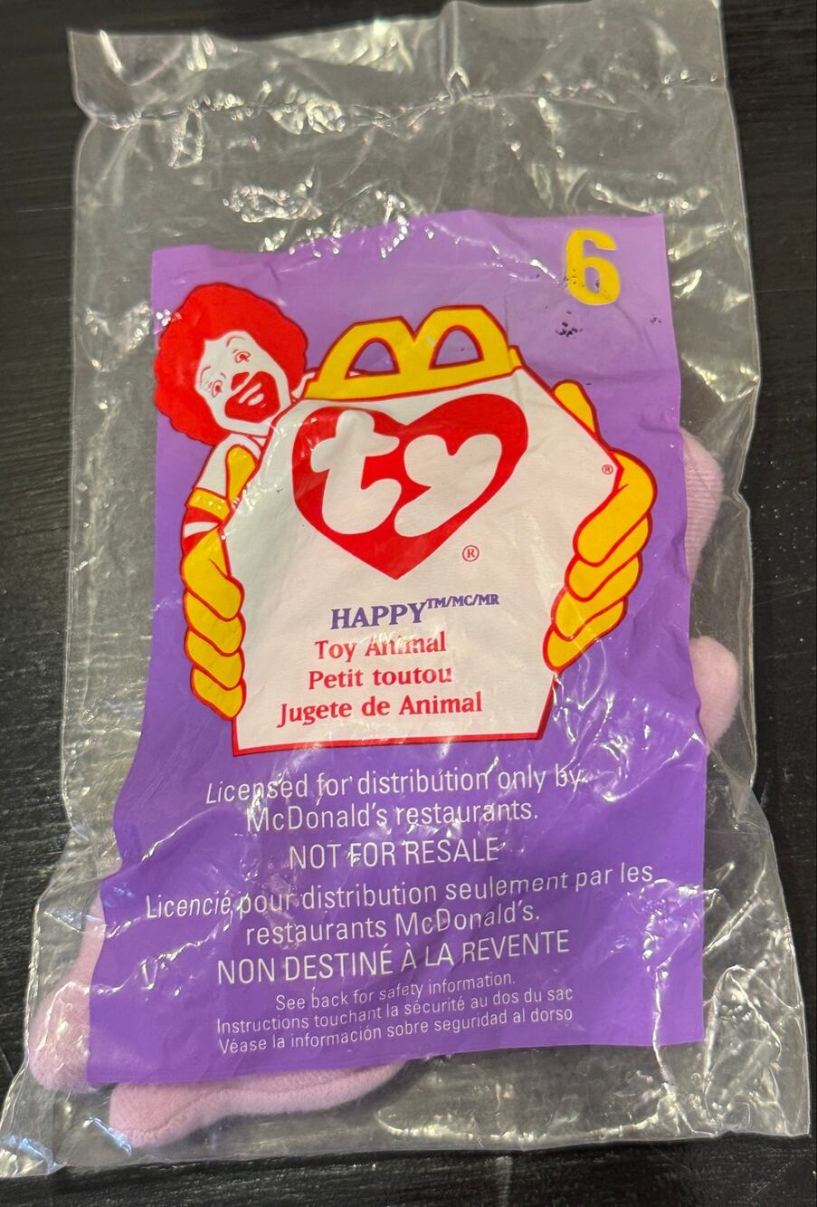 McDonald's Ty Beanie Baby 1998 Happy the Hippo #6